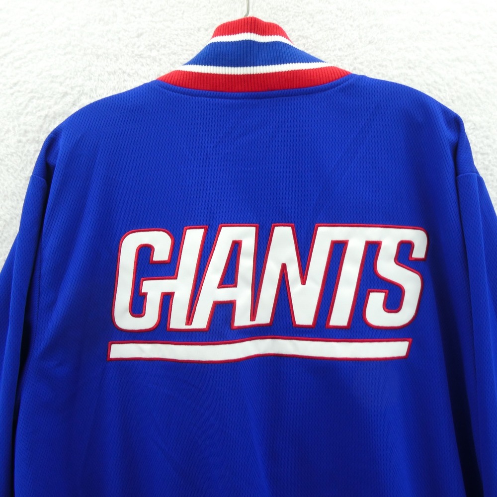 Starter Jacket Mens Large New York Giants Blue Snap Front Varsity Mesh Polyester - Picture 9 of 10